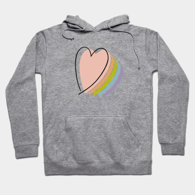 boho rainbow heart design line art heart Hoodie by B*Shoppe